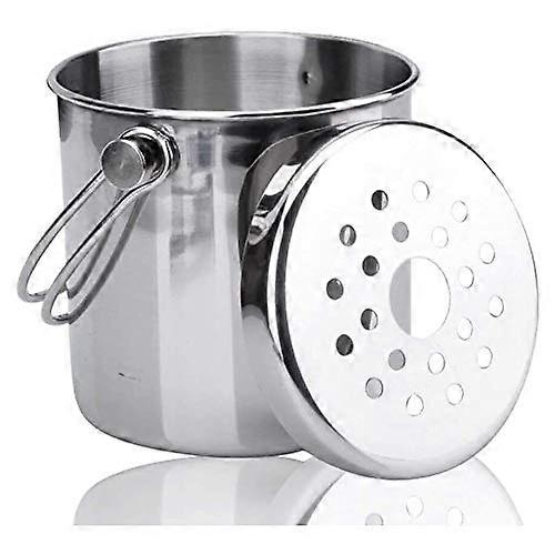 Double Wall Insulated Stainless Steel Ice Bucket with Lid, Portable Champagne Chiller, Carry Handle, Tongs Included