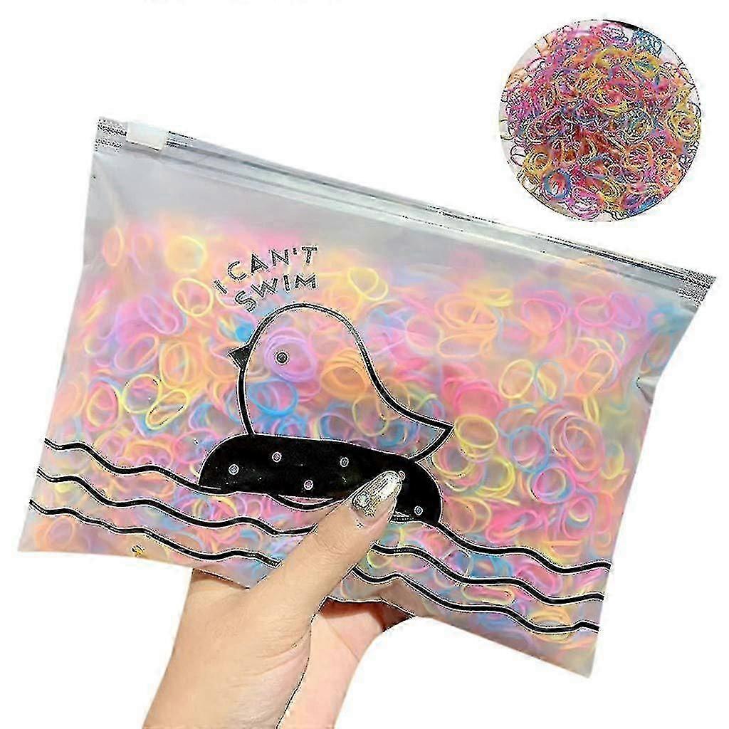 1000個/パック_elastic輪ゴム、カラーヘアゴム、ヘアバンド、収納バッグ付き伸縮性ヘアバンドA