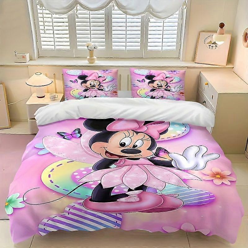 TE1249 3pcs Minnie Mouse Quilt Cover Set, Bedding Set, Including 1 Quilt Cover And 2 Pillowcases (Without Quilt Core And Pillow Core), Ma