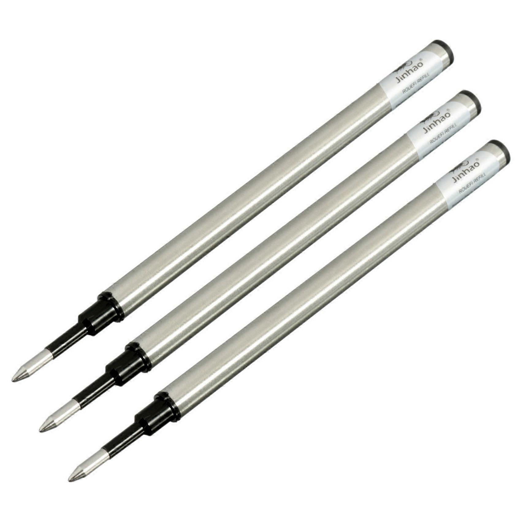 3X Medium Nib Screw Roller Ball Point Pen Refill Black Ink