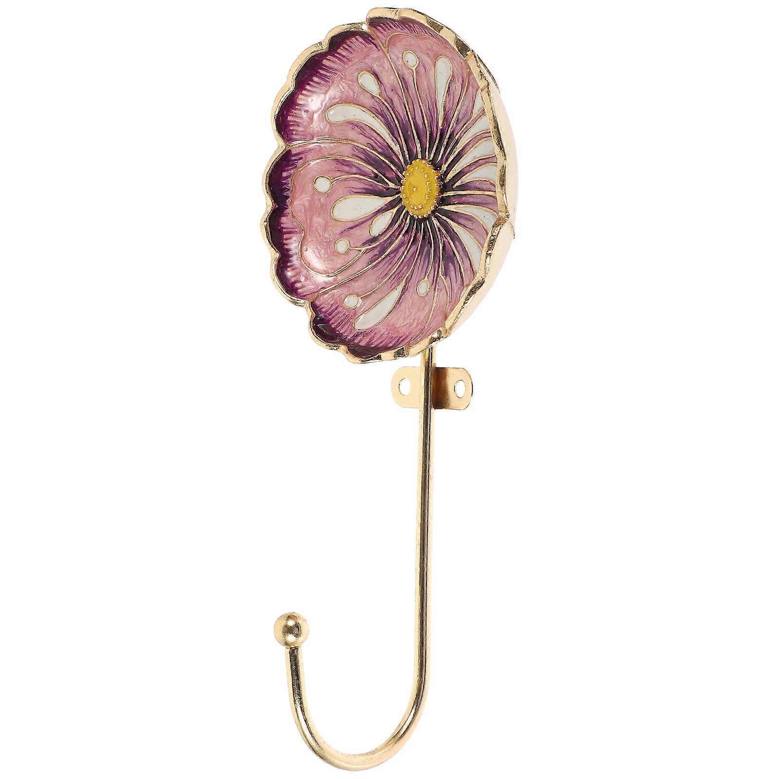 Vintage Wall Hook Violet Decorative Flower Shaped Hook for Hanging 3Pcs