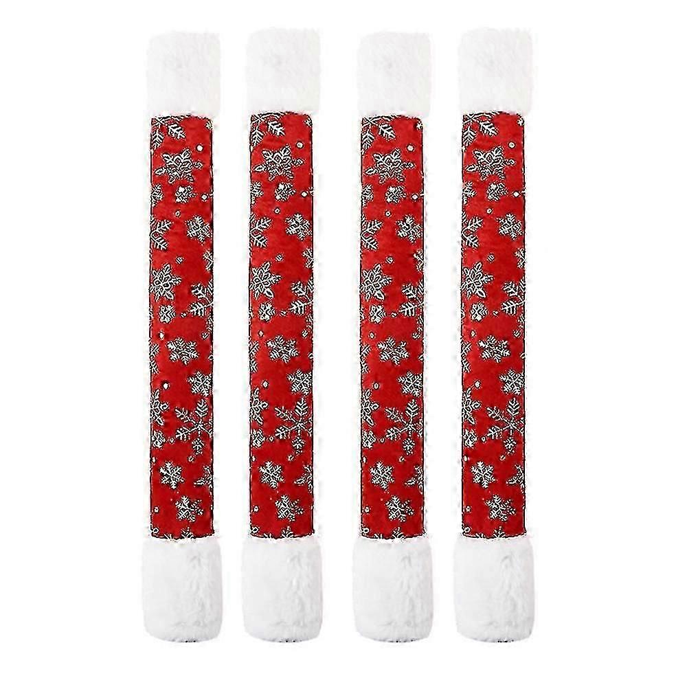 4pack Refrigerator Handle Embroidered Snowflake Print Decoration