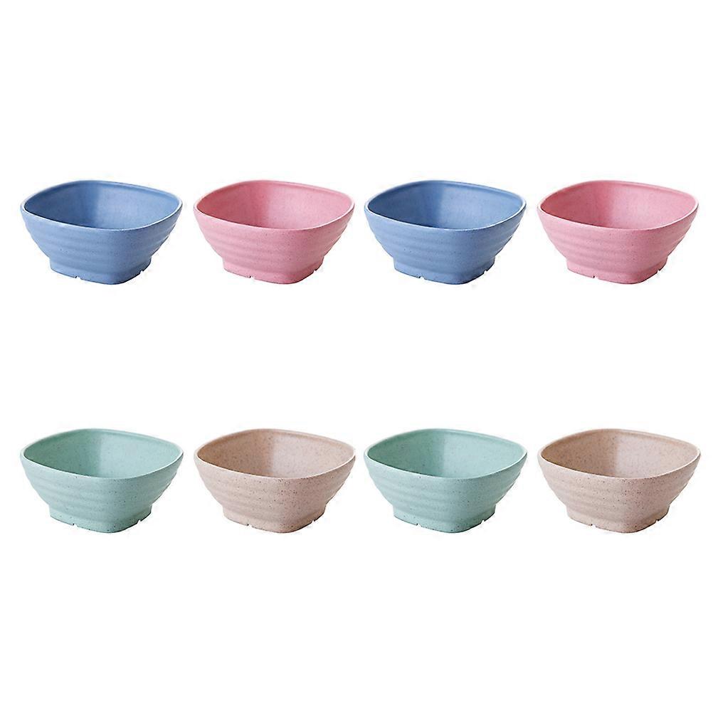 Straw Rice Bowls for Home Use 8Pcs Square Heat Resistant Bowls Set