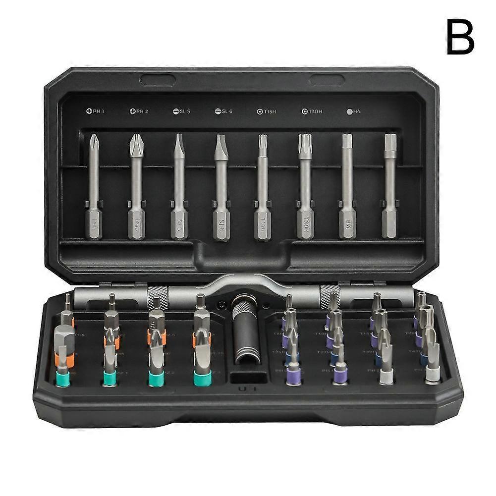 42-Pcs Multi-Purpose Ratchet Screwdriver Set with Magnetic S2 Alloy Steel Bits and Ergonomic Forged Aluminum Handle for Home DIY and Professional Use