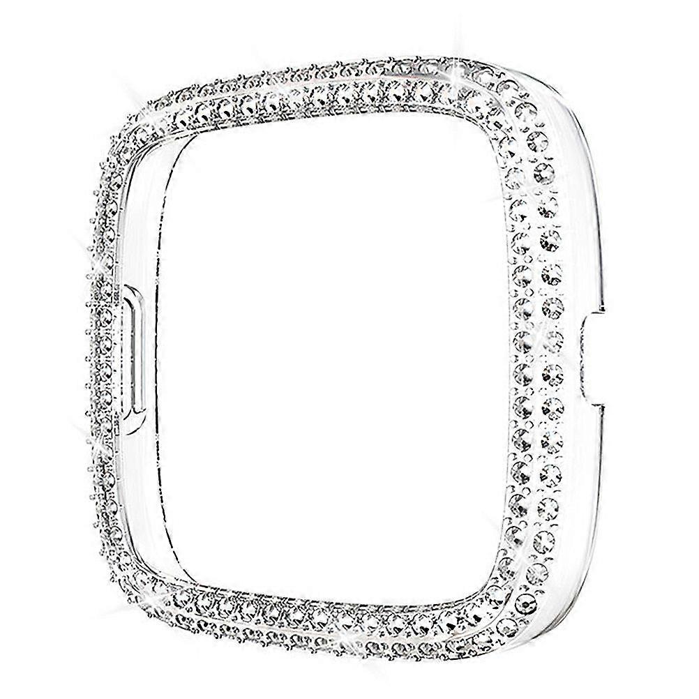 1Pc Watch Case with Double-row Drill Anti-shock Shell Frame Protective Cover Compatible for Fitbit Versa 2 Series (Transparent Color)
