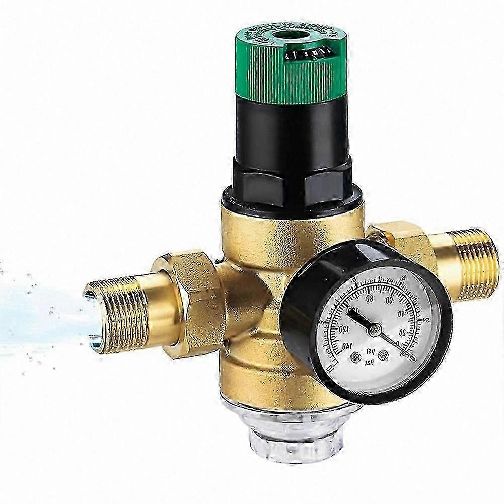3/4" Home Plumbing Pressure Regulator with Gauge and Mesh Filter