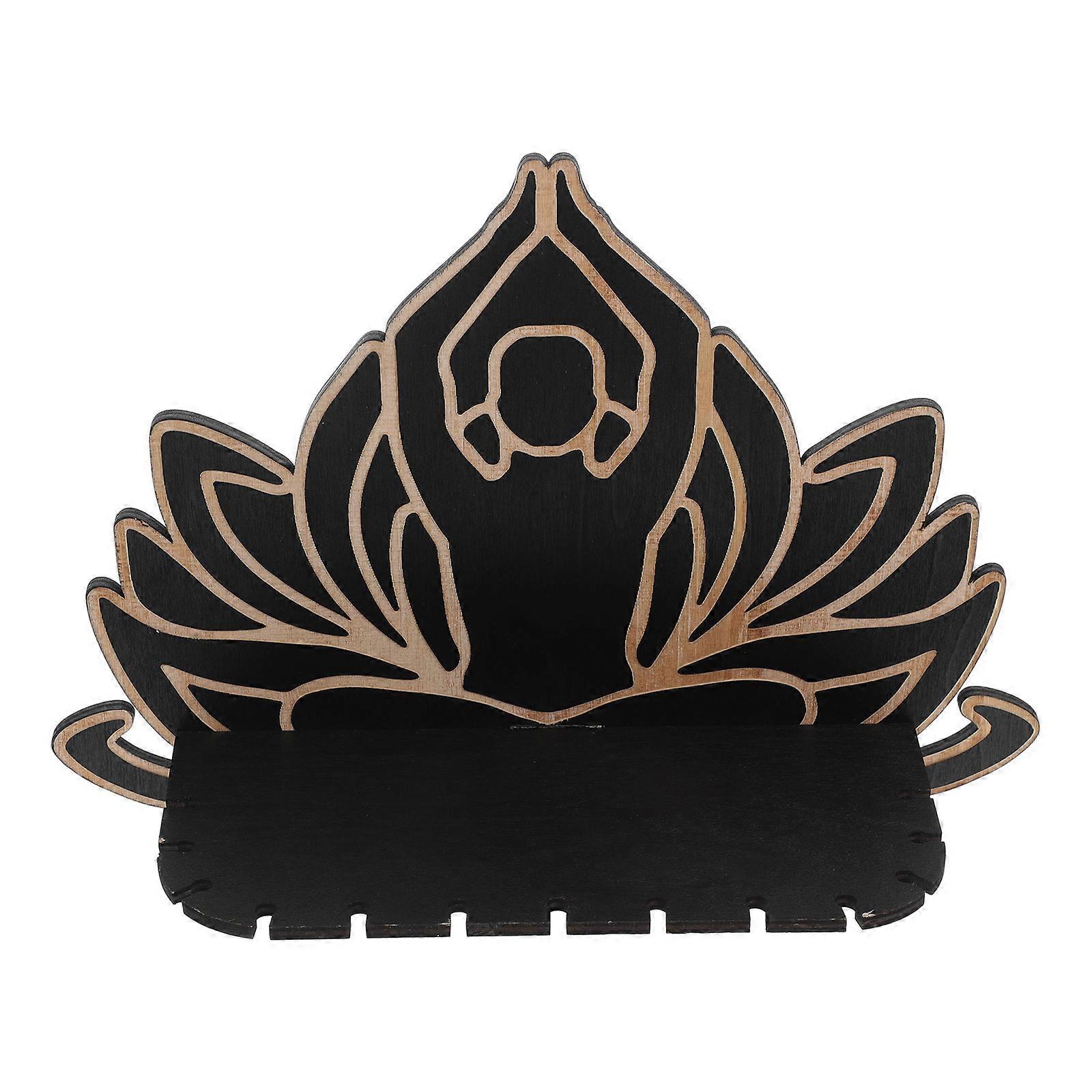 Wall Shelf Lotus Flower Shape for Holding Use 2Pcs Floating Decorative Wood Holder