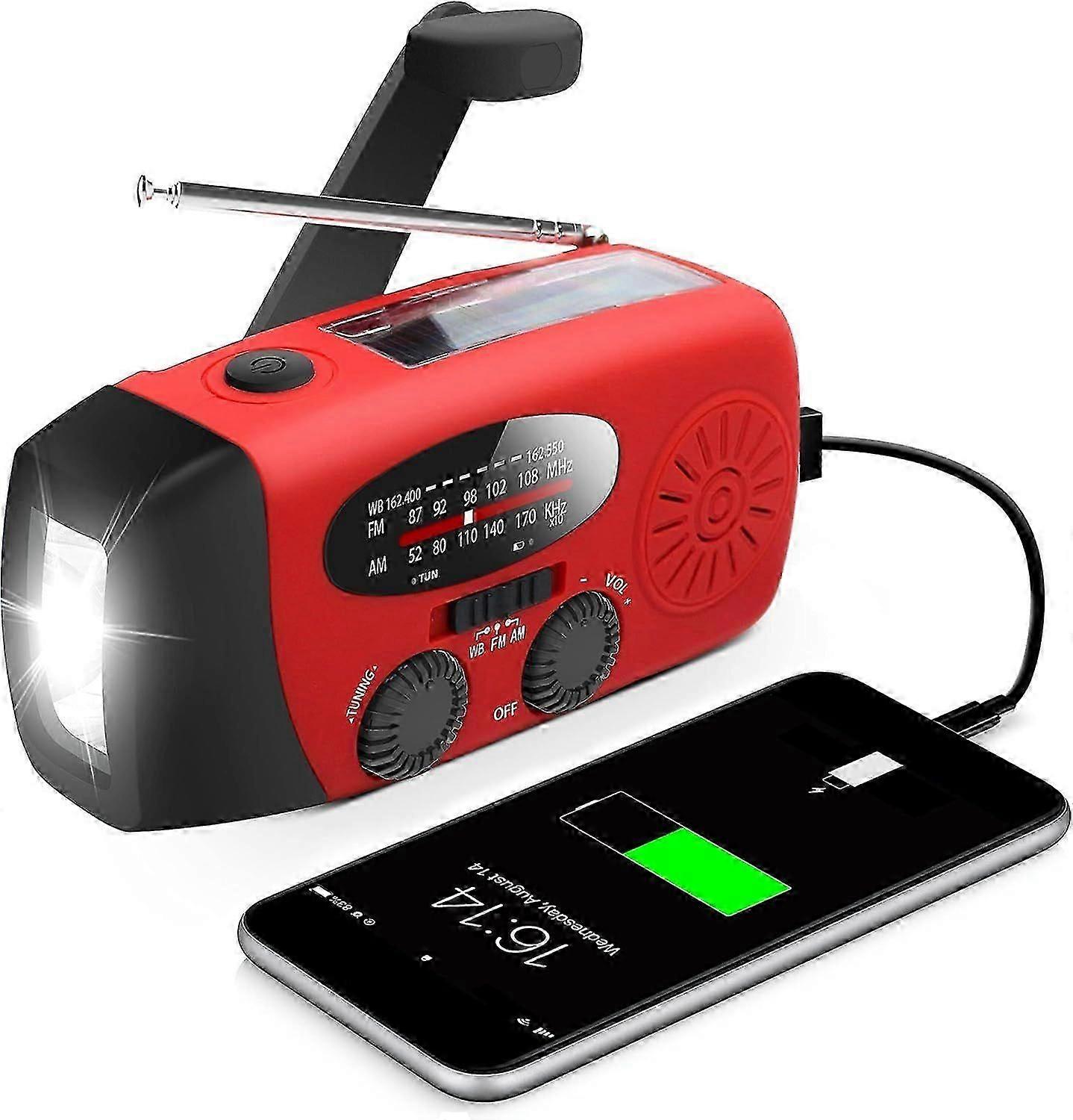 Emergency Hand Crank Radio with LED Flashlight for Emergency, AM/FM NOAA Portable Weather