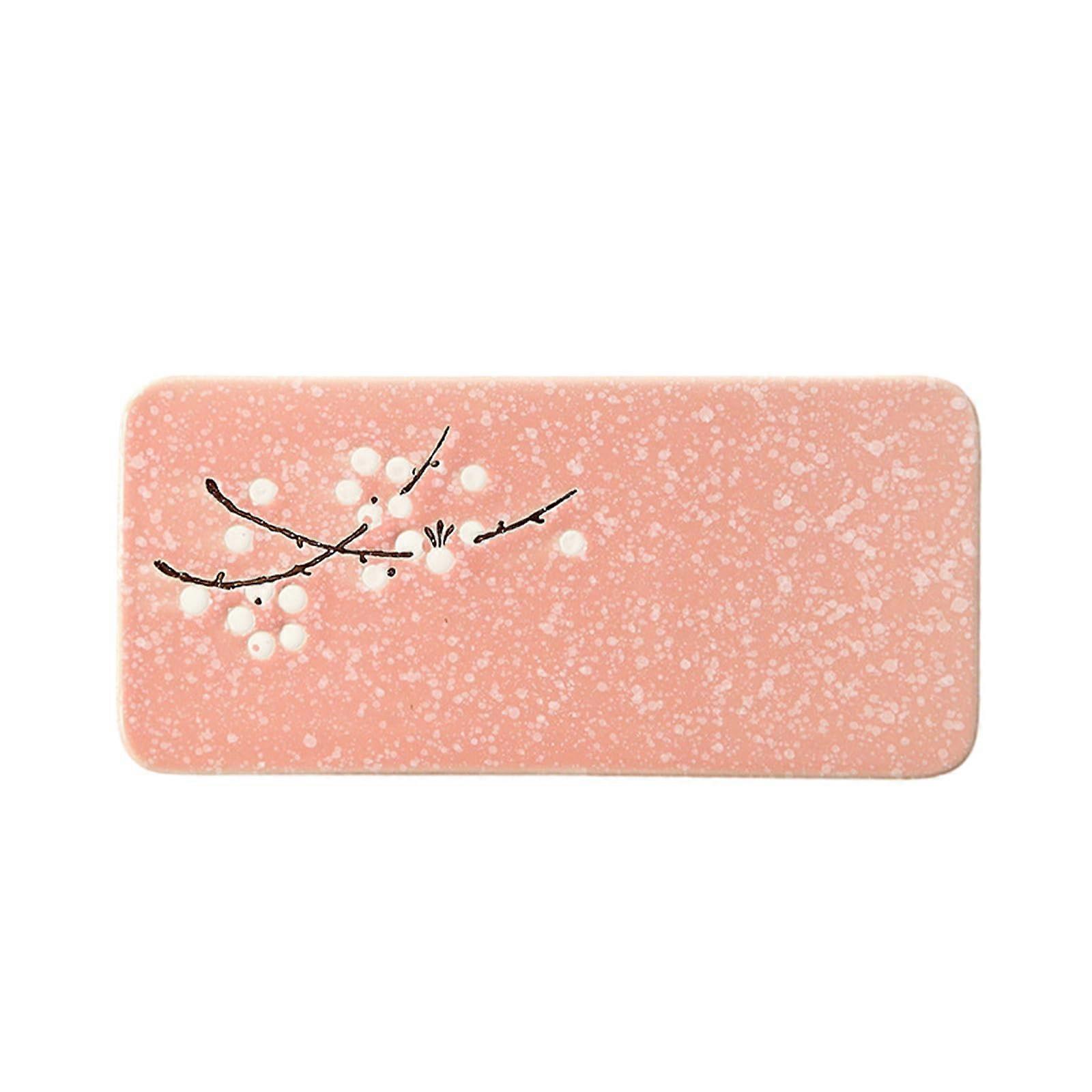 JapaneseStyle Creative Ceramic Tableware Rectangular Pastry Plate Pink Rectangular Flat Plate RestaurantGrade