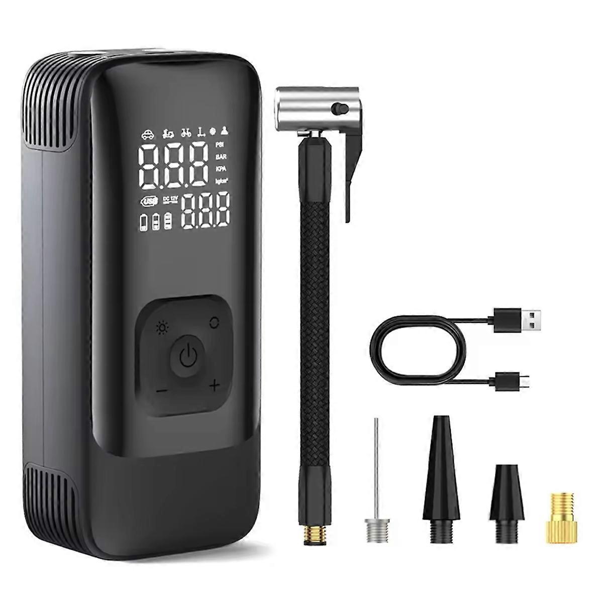 Car Tire Inflator Portable Air Pump with Power Bank Function Type-C Wireless Battery Compressor for