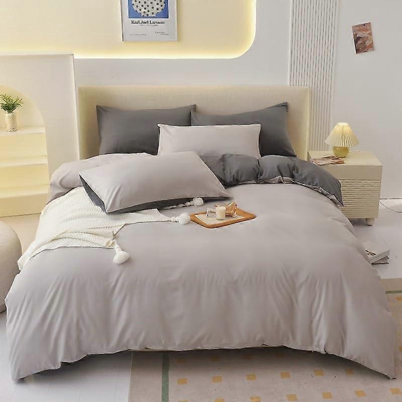 Solid Color Sanded Simple FourPiece Bedding Set Bed Sheets And Quilt Covers Q 150x200cma Dormitory Autumn Winter