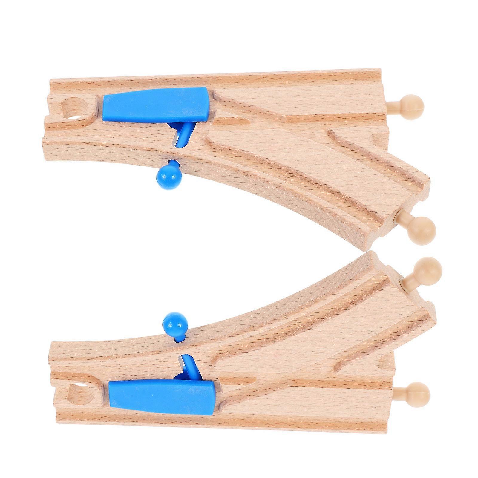 Wooden Train Track Intersections Switch Track Elements Toy Train Set 8Pcs