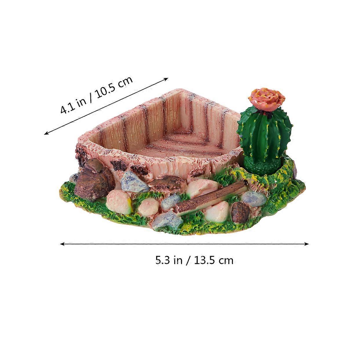 Cactus Design Reptile Feeding Water Pool Suitable for Tortoise Water Turtle Lizard Snake in 1Pcs