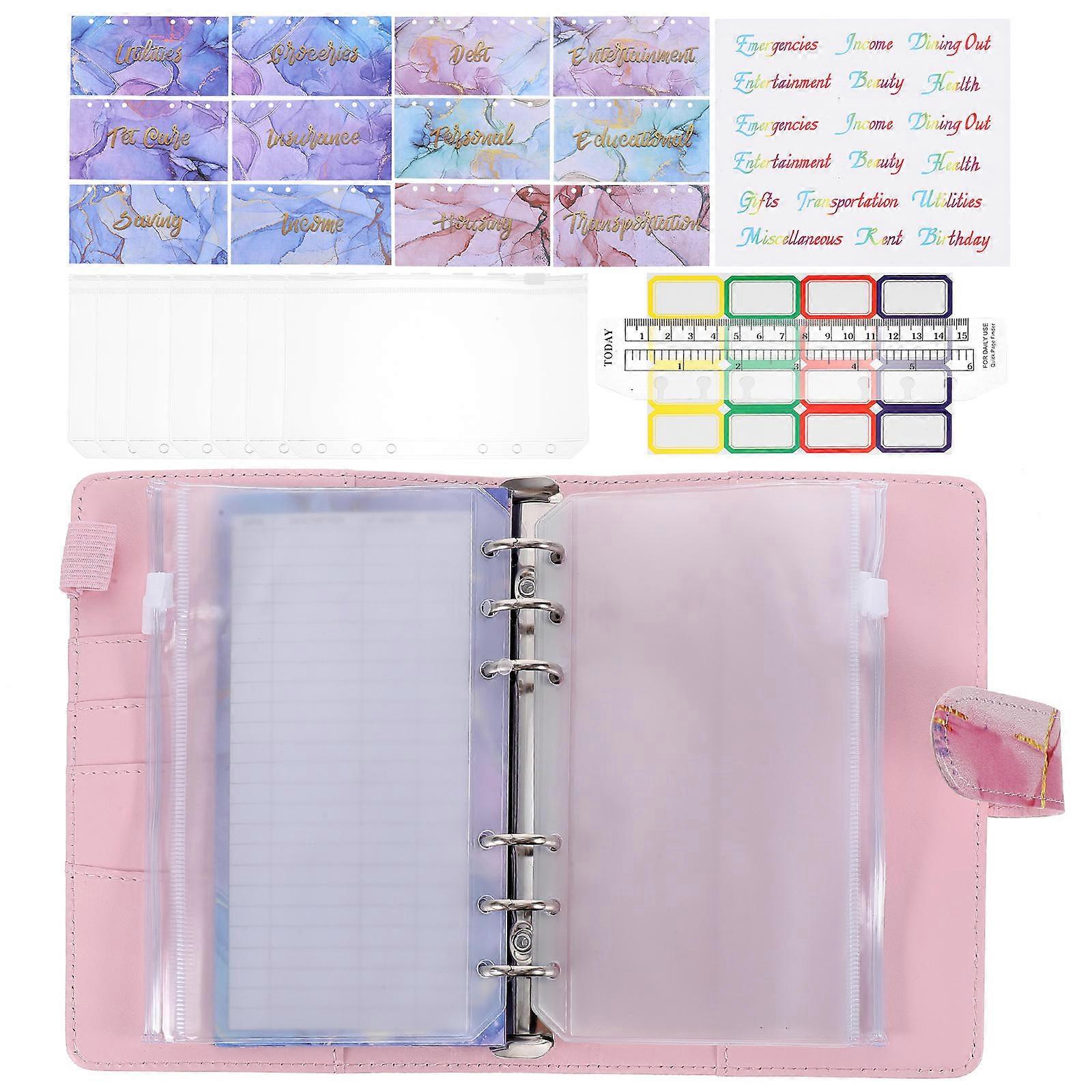 Expense Tracking Notebook Rectangular Shape Business Use Pvc Material 6-Hole Loose-Leaf 1 Set