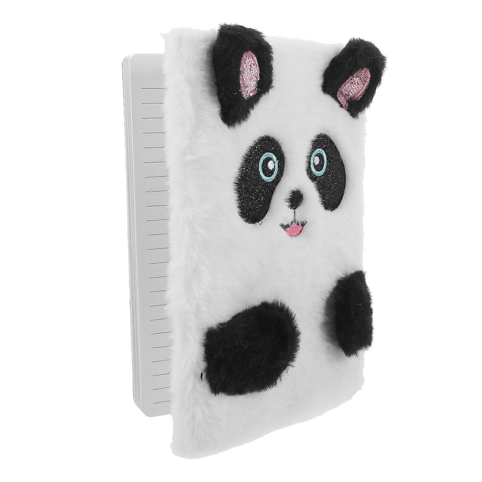 Furry Panda Notebook Plush School Journal Home Use Multi-colored Paper 0.79inch Thick Sketching 1Pack