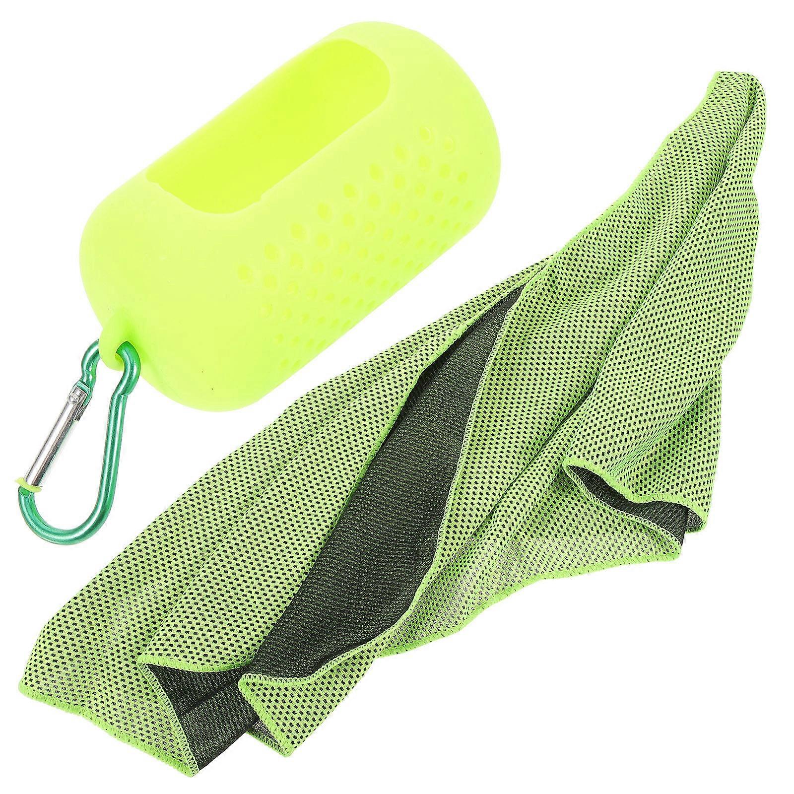 Cooling Sports Towel 1 Set for Workout Climbing Hiking Light Green Made of Silicone and Polyester
