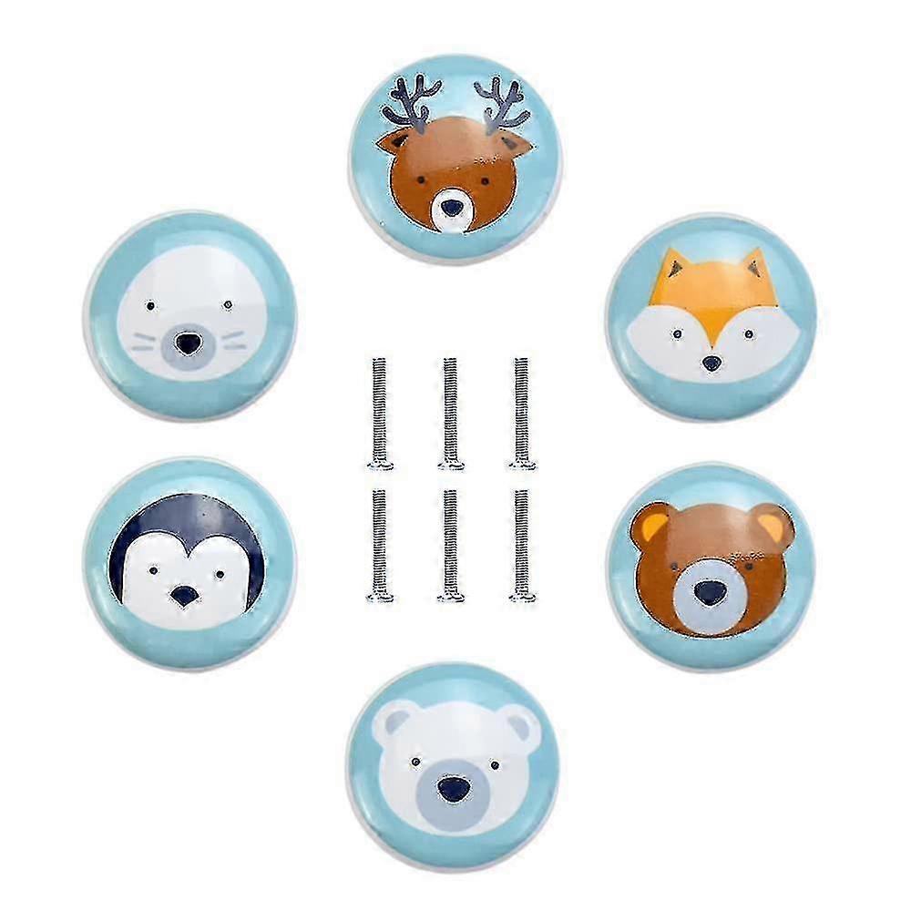 Pack Of 6 Ceramic Furniture Knobs Drawer Knobs Animal Pattern Ceramic Knobs Children's Room Furniture (blue) 2025