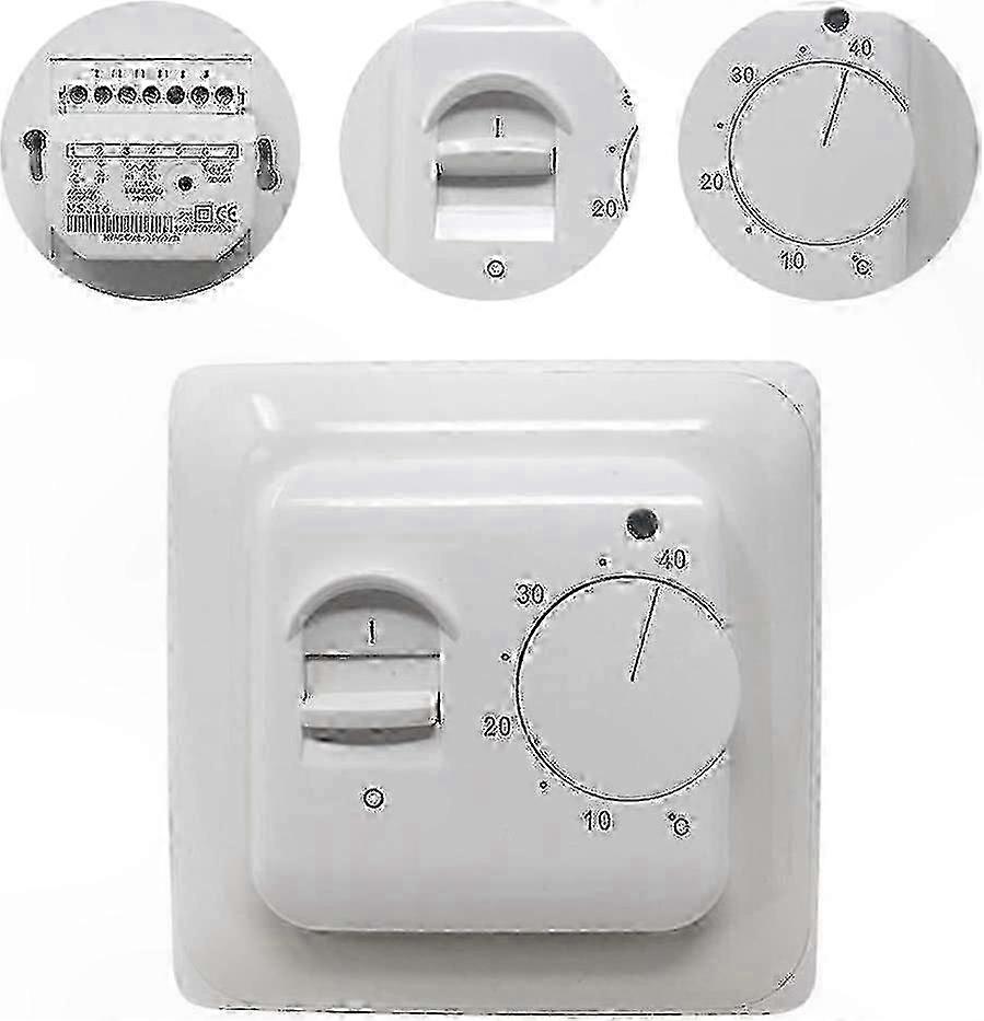 Mechanical Underfloor Heating Thermostat with Sensor Probe, 220V 16A Floor Heating Controller for Indoor Use