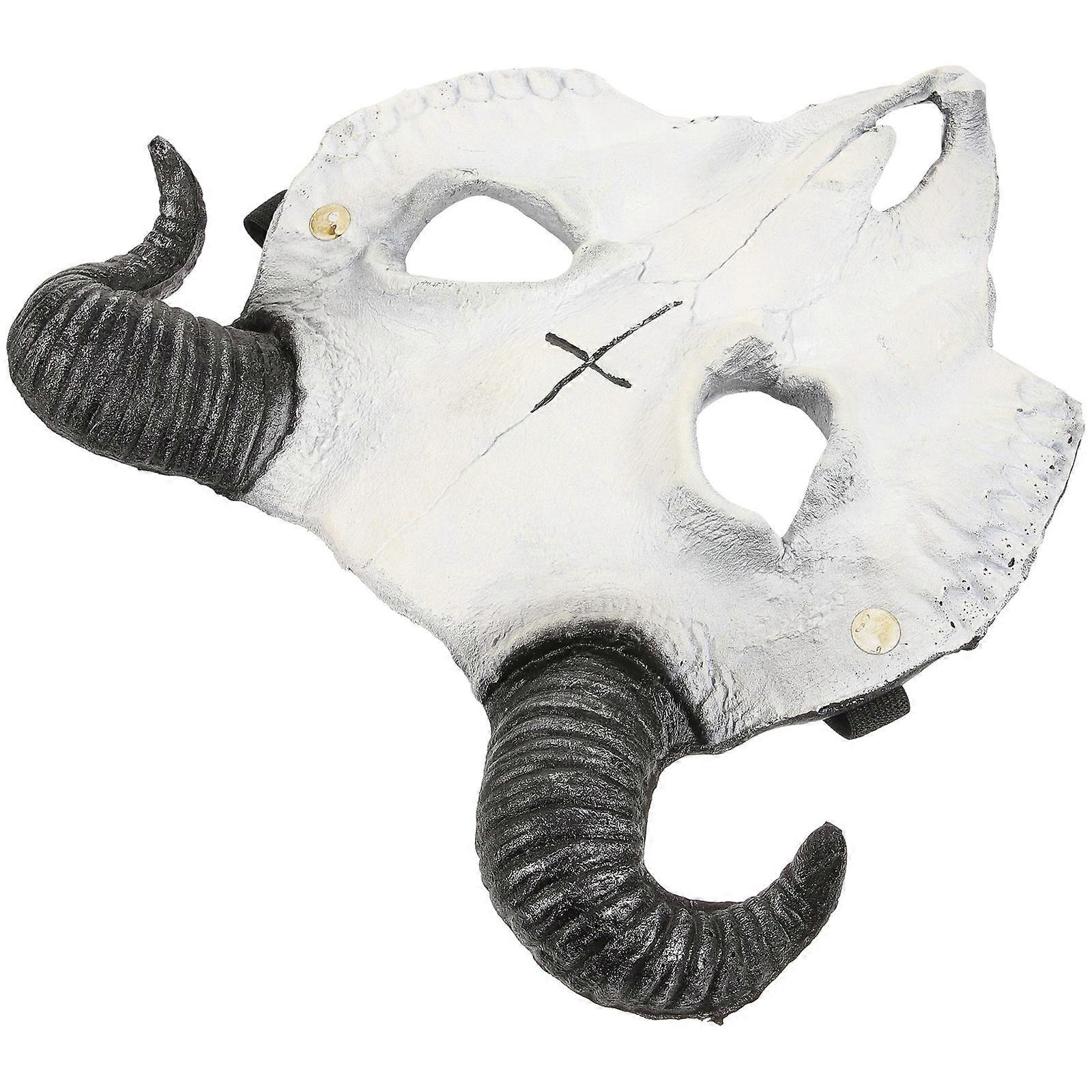 Skull Sheep Costume Mask for Halloween Use 1Pcs White PU Material Mask