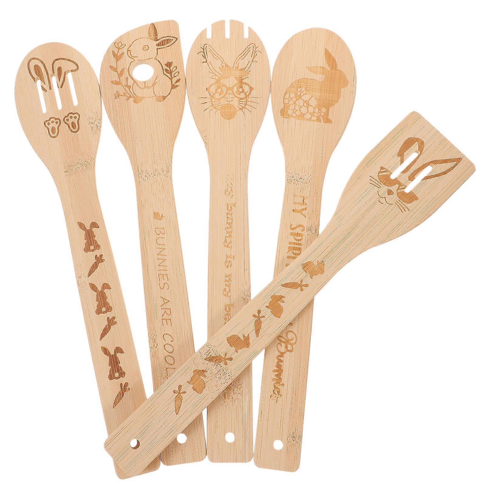 Multifunctional Kitchen Spatula Wooden Cooking Utensils Set Easter Theme Baking 1Set