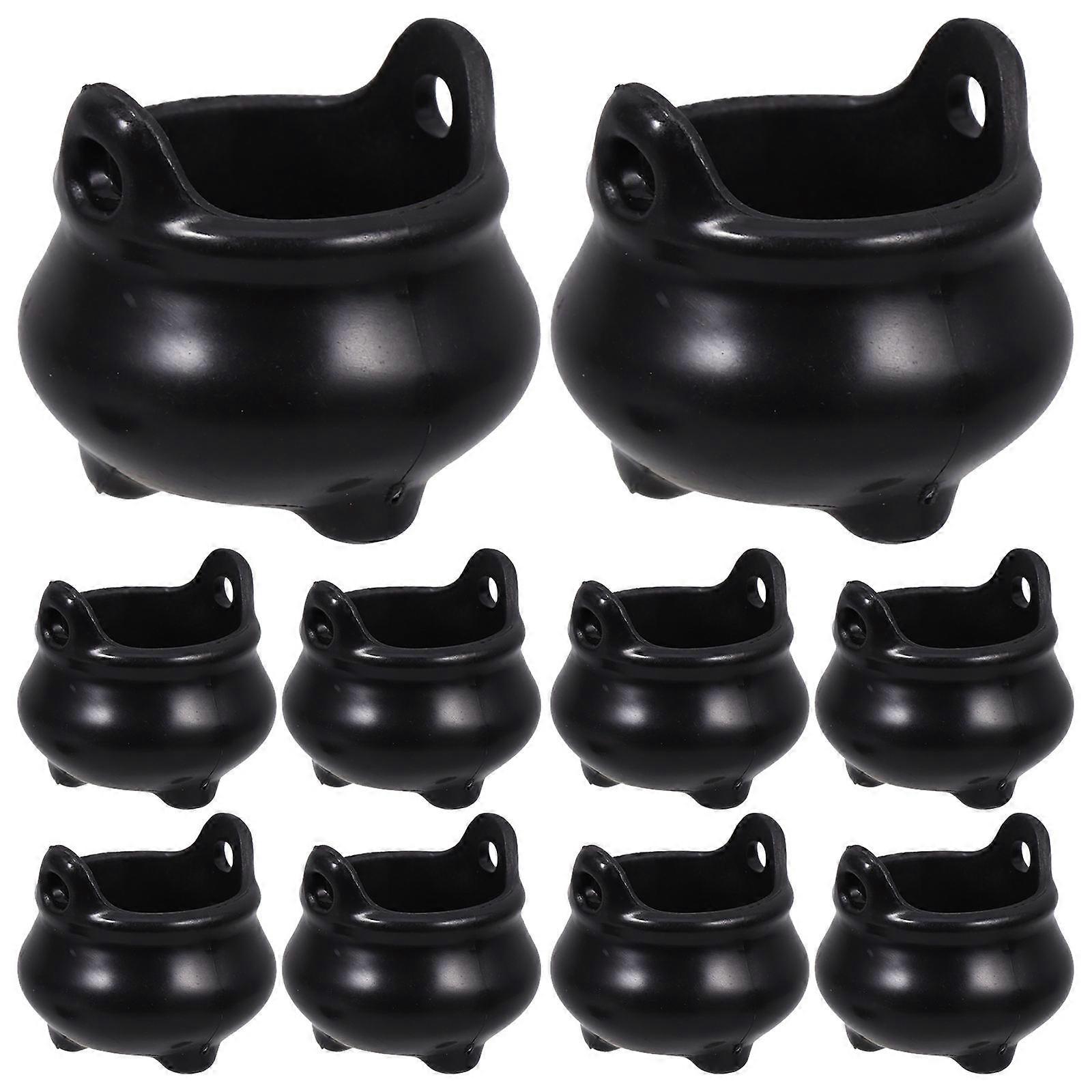 Halloween Miniature Witch Cauldron Pot for Storage 36Pcs Black ABS