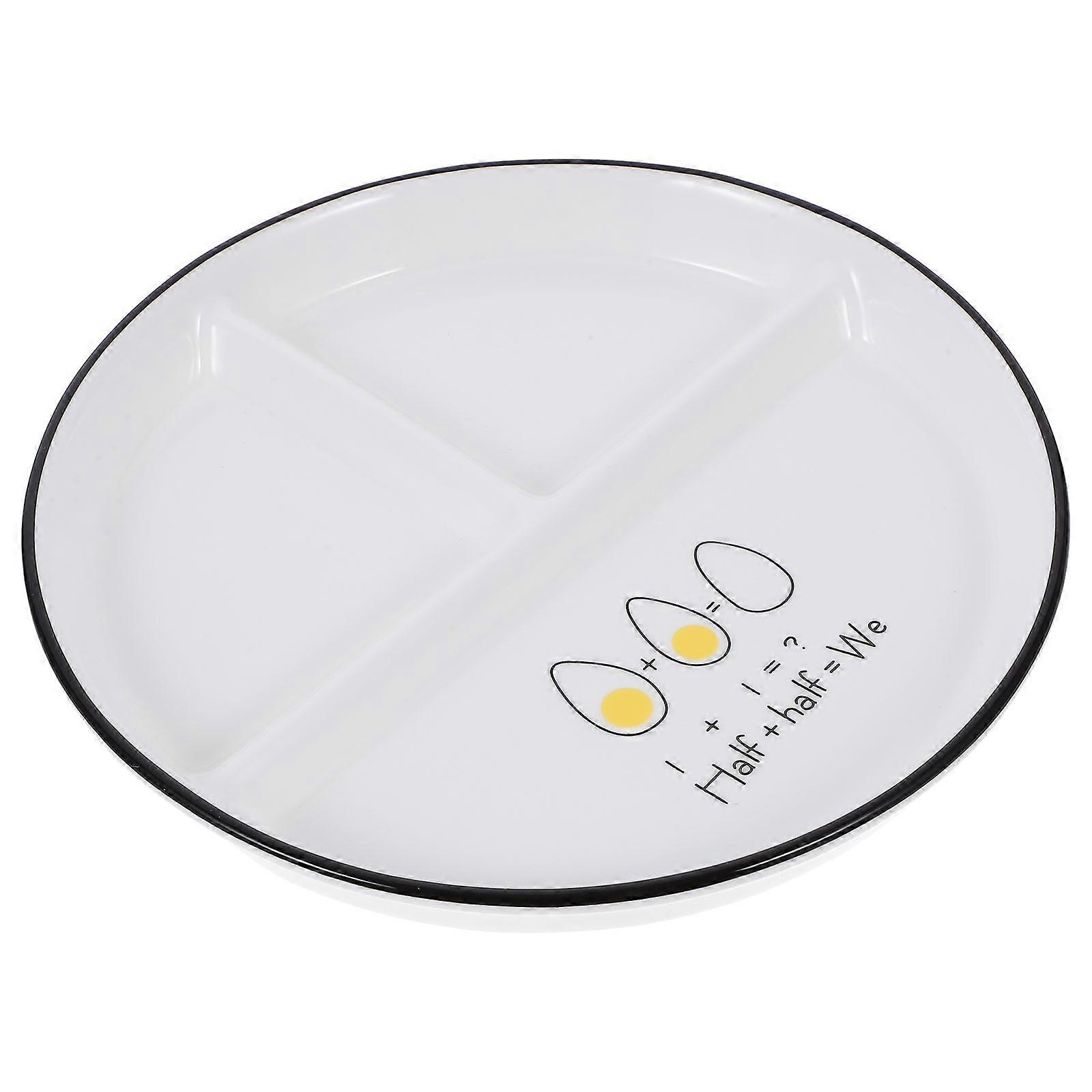 White Ceramic Divided Dining Plate for Portion Control 1Pcs Kids Plate