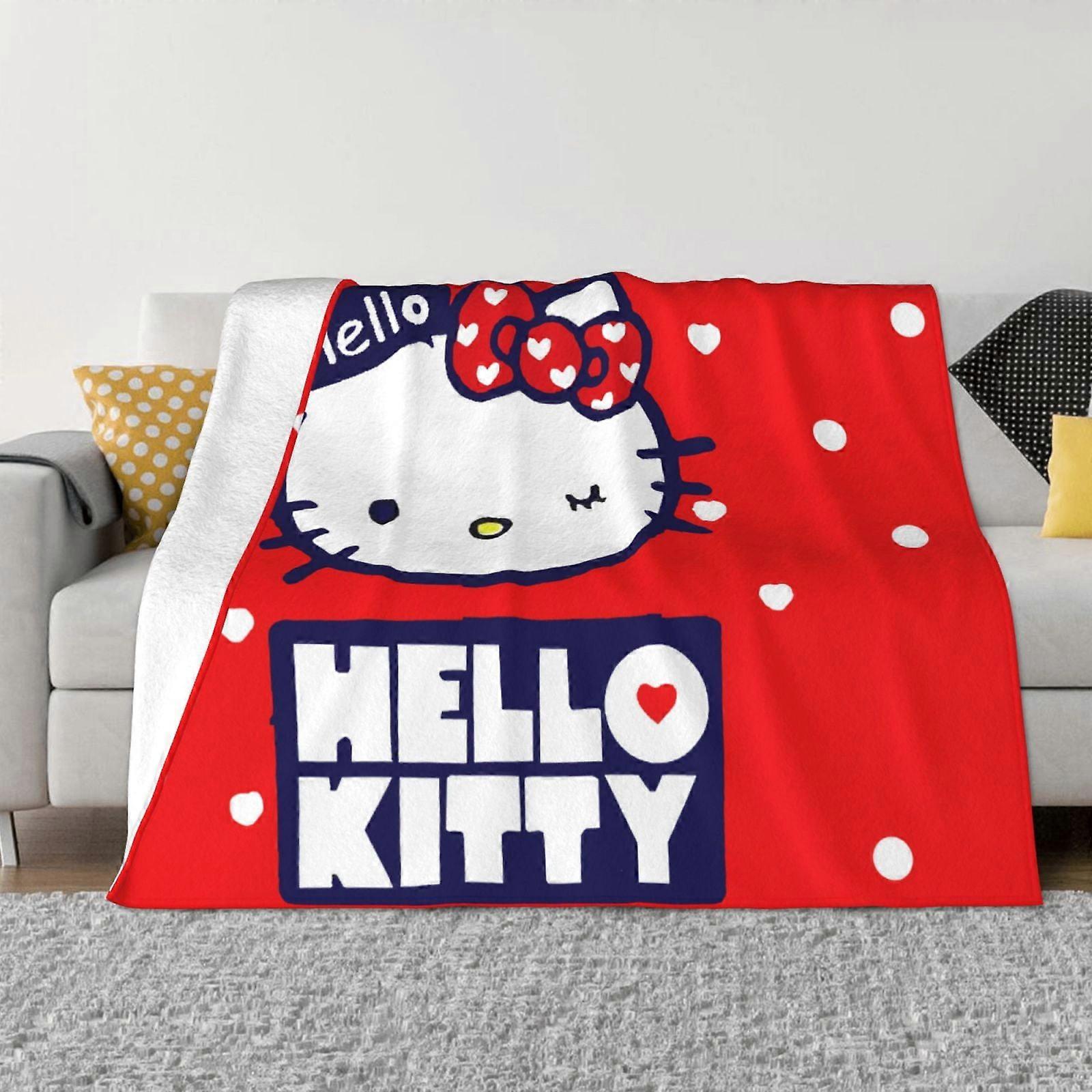 Hello Kitty Blanket Flannel Fleece Throw Blankets Super Soft Cozy Warm Plush Bedding For Sofa Living Room Bedroom-40"X30"