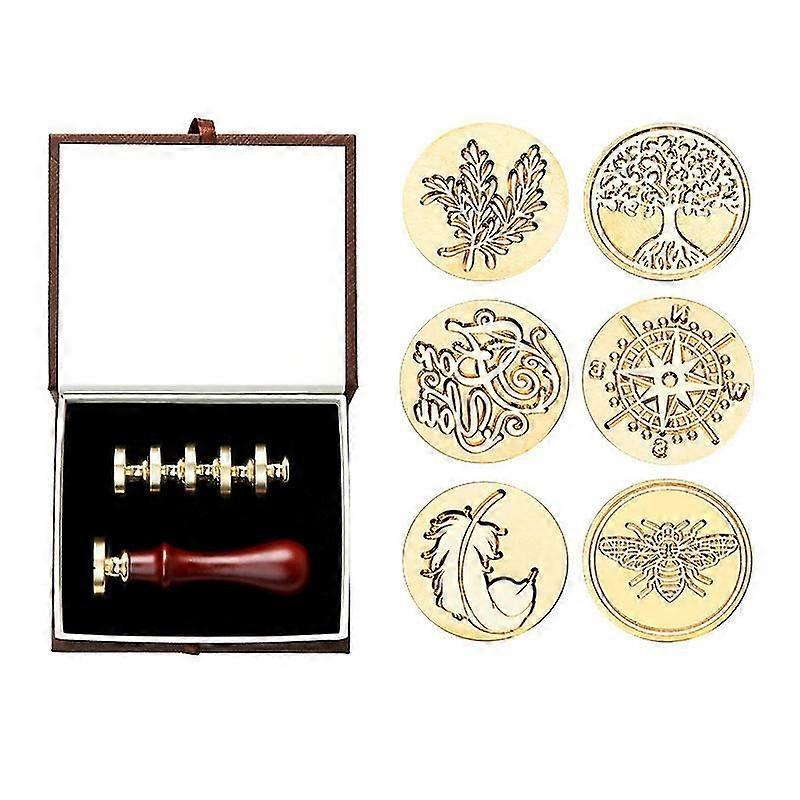 Wax Sealing Stamps Set Removable Sealing Copper Head Vintage Classical Fancy Seal Stamp Kit With Gift Box