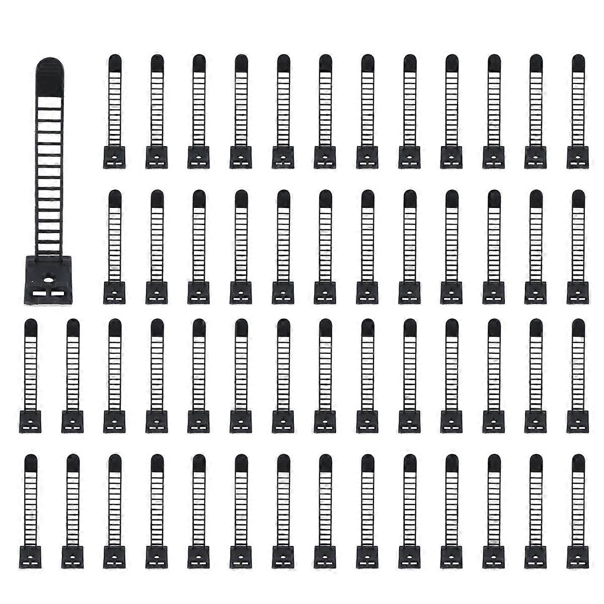 50Pcs 2 Sizes Adjustable Self-Adhesive Nylon Cord Clamp