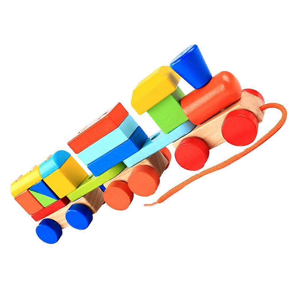 Pulling Train Blocks Toy Educational Gift For Toddlers Measuring 16*31Cm Enhance Observation Ability 1Pc