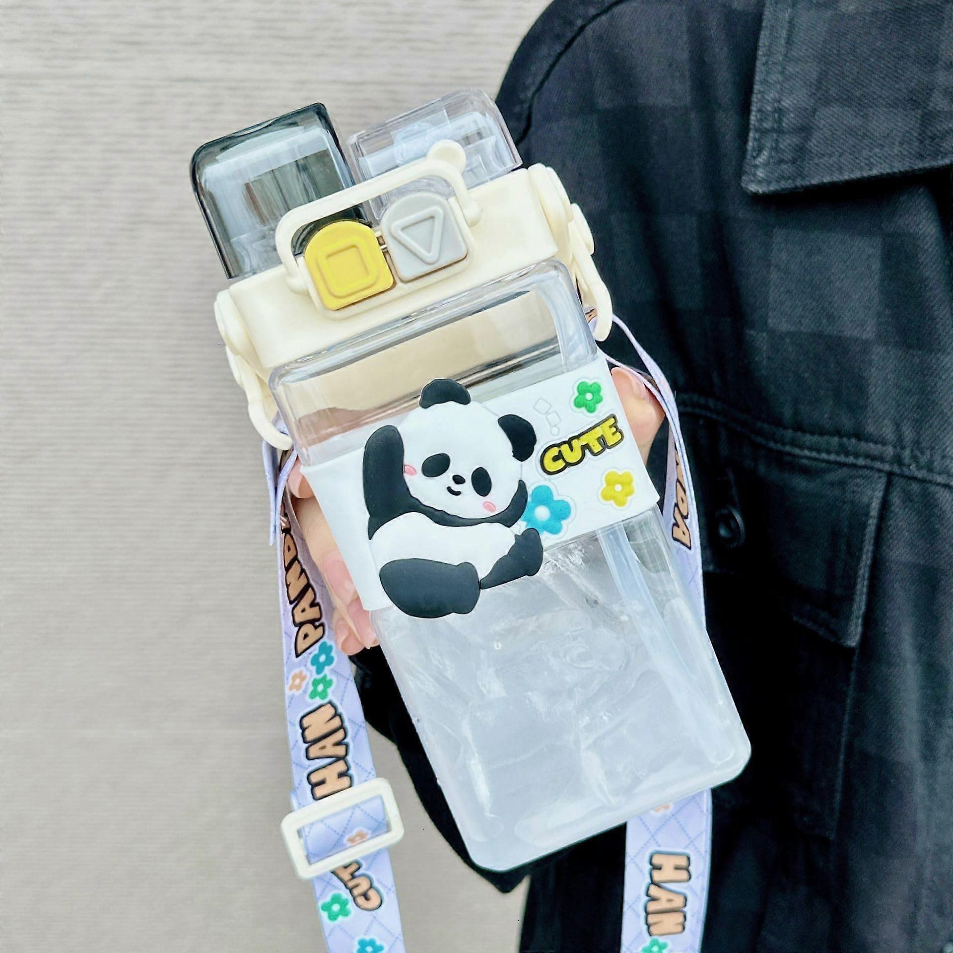 Water Bottle 520ml Leakproof With Straw Shoulder Strap Reusable Kids Bottle Flip Sippy Cup