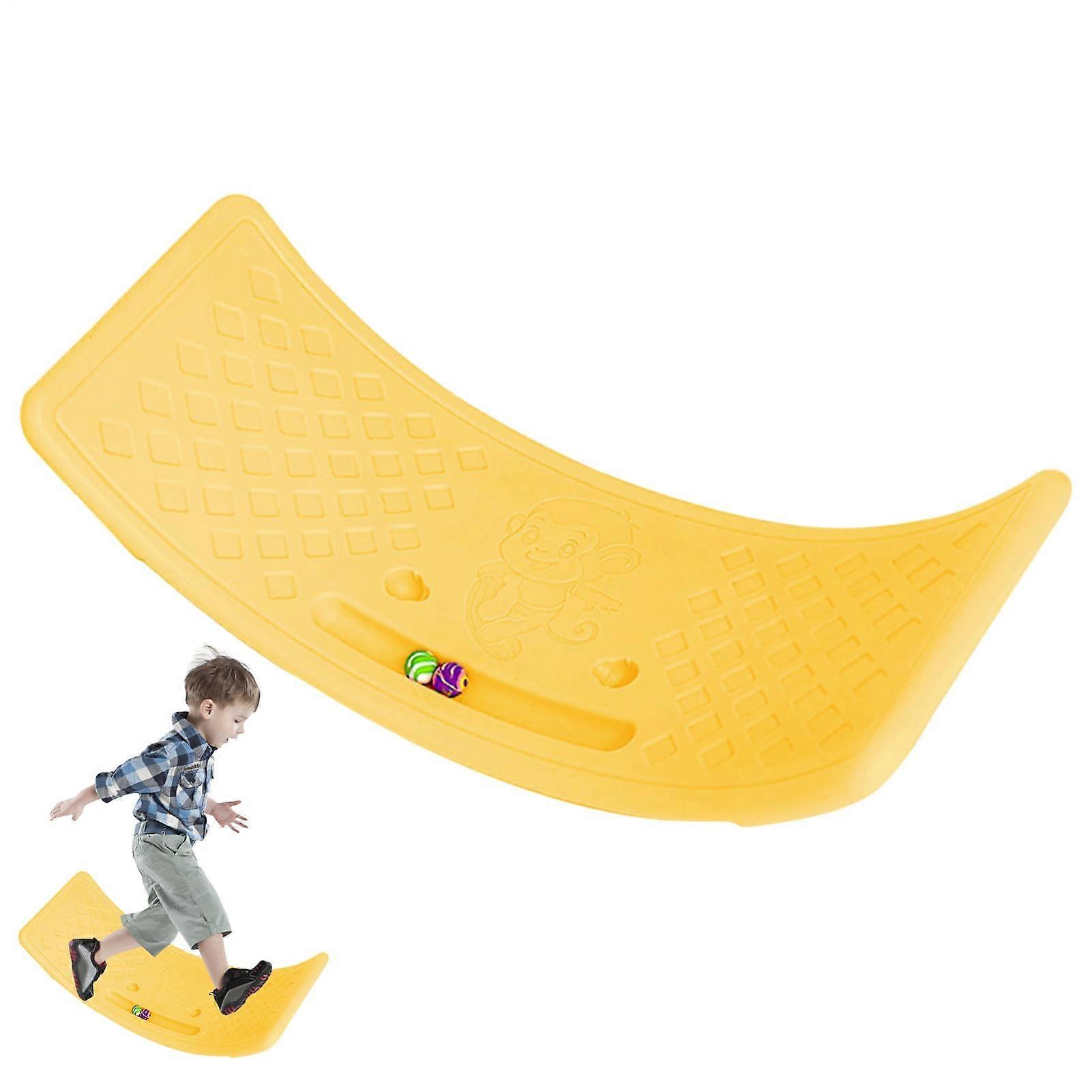 Swing Balance Board, OpenCurved Balance, Edu Card Included, Exercise Trainer for Boys and Girls, Classroom and Home Use, Yellow