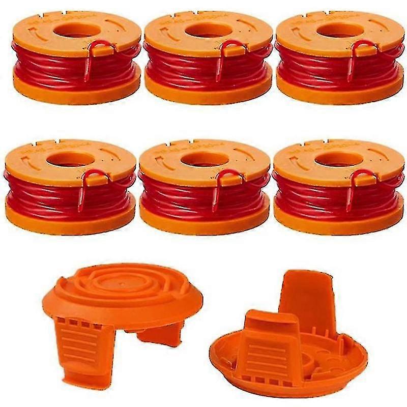 Worx Trimmer Spool Line(6) Wa0004 Spool Cap Cover Wa6531(2) Trimmer 8 Pack