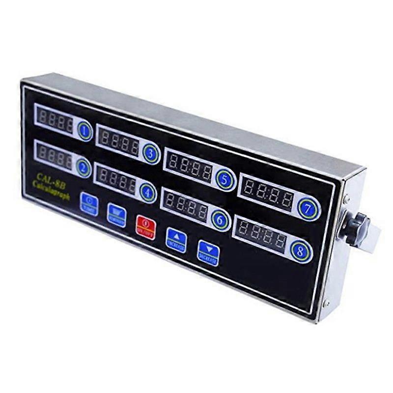 Commercial 8 Channels Digital Kitchen Timer, Stainless Steel,EU Plug