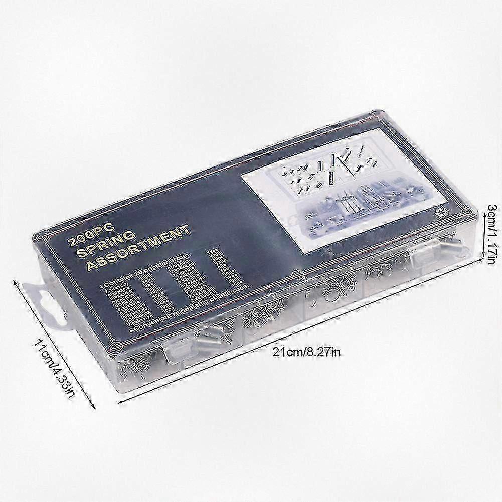 200pcs/Set 20 Sizes Assorted Metal Extension Compression Springs Kit with Storage Box