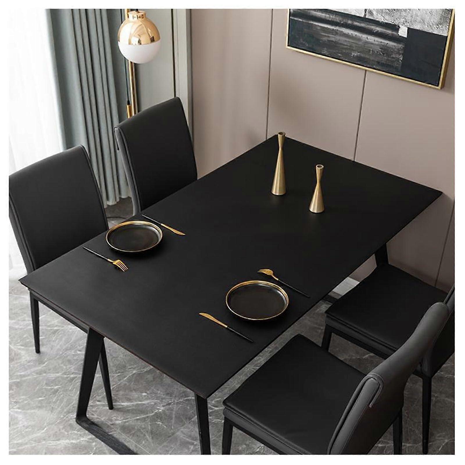 Vinyl Tablecloth Rectangular Waterproof OilProof Faux Leather 100x100cm Brown Washable HeatProof Table Protector