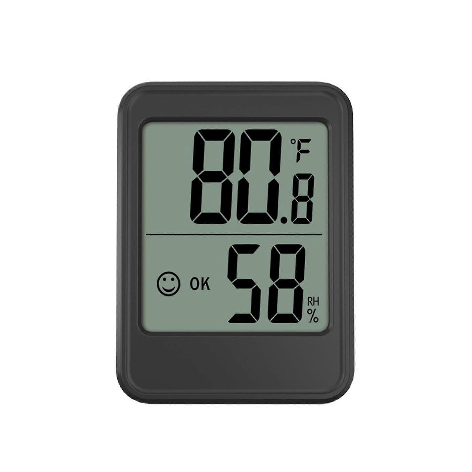 Thermohygrometer Large Size LCD Digital Indoor Room Temperature Humidity Meter Black Weather Station
