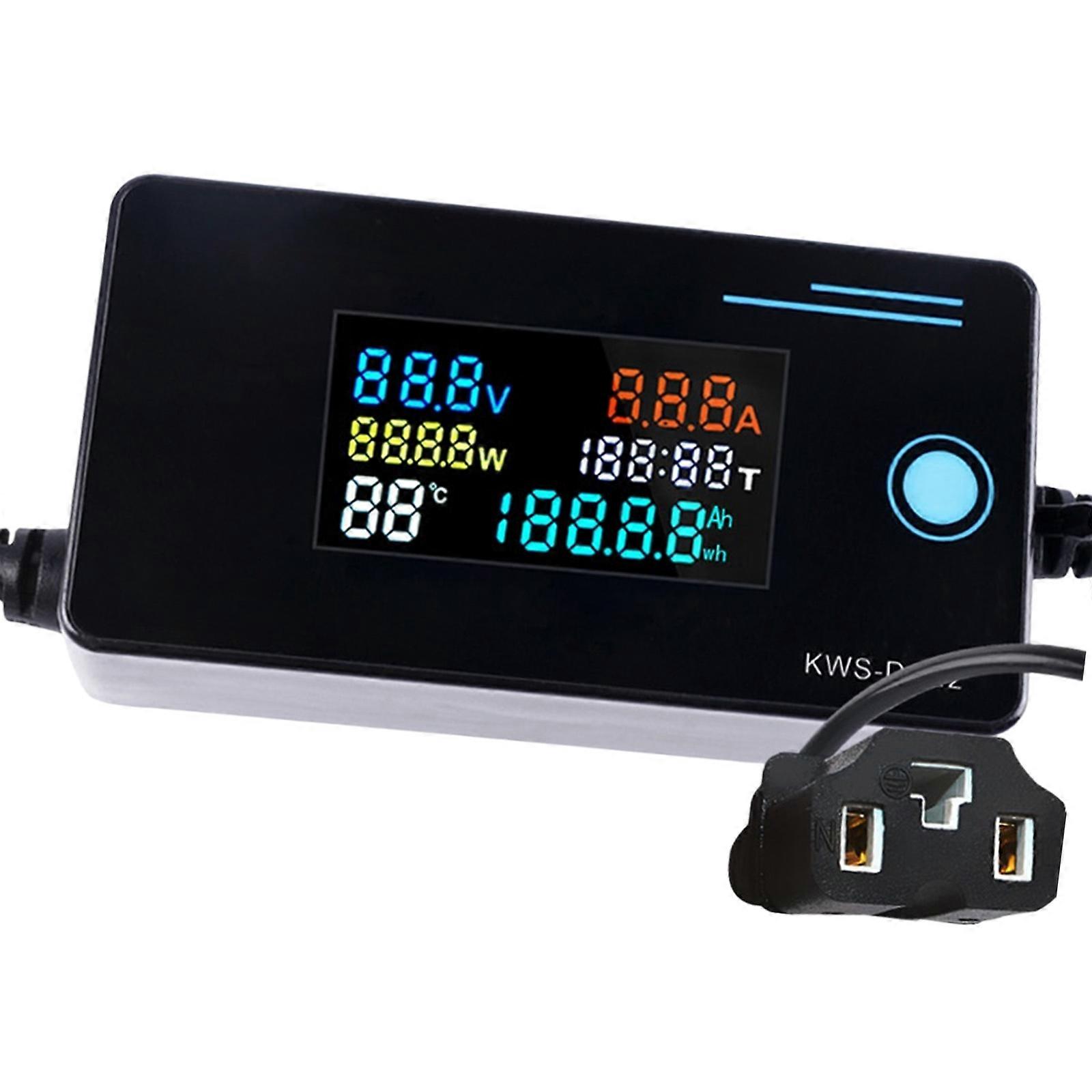 Digital Display Multifunctional Meter for Electric Bike Charging Adapter Battery Voltages Current Power Temperature Analysis Tool Multicolor