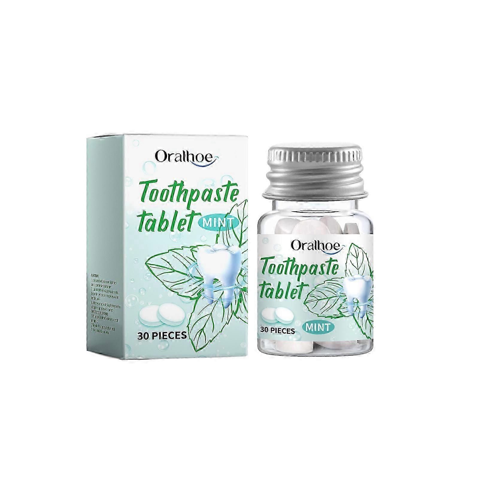 Mint Toothpaste Tablets - Deep Clean, Enamel Protection, Portable , Refreshing, 30 Pieces