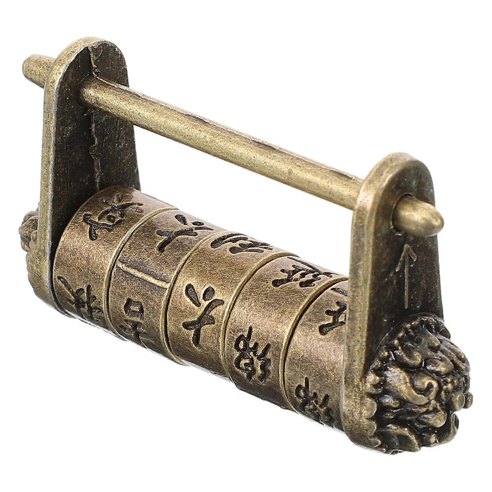 Vintage Chinese Characters Lock Engraved, Combination Password Padlock For Crafts And Cabinets, Decorative Unique Gifts