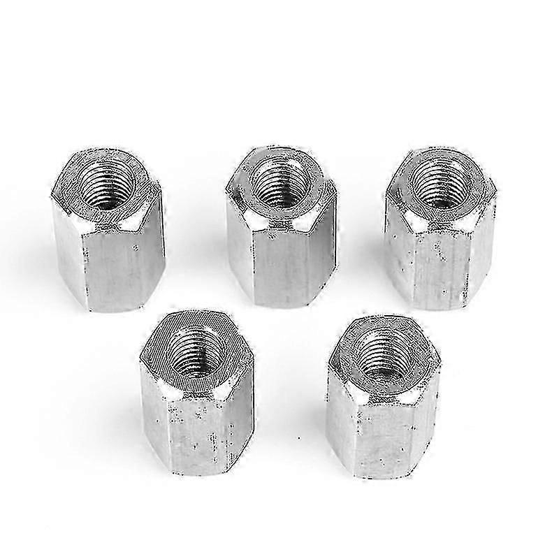 M10 Nut Long Shank Carbon Steel Hex Coupling Nuts(5pcs, Silver)