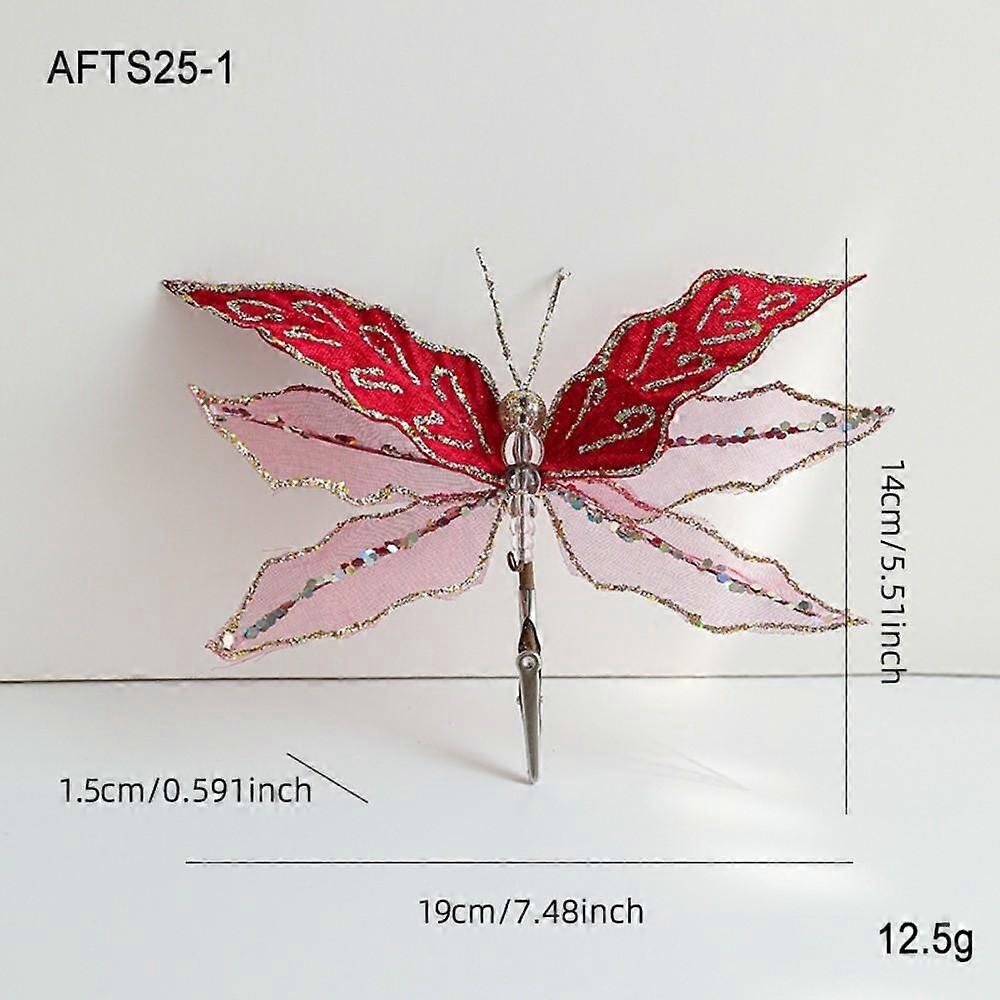 Mesh Dragonfly Christmas Flower Double Simulation Tree Decor  Christmas Tree