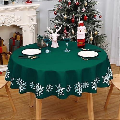 CAROMIO Round Christmas Tablecloth 60 Inch Round Table Cover, Snowflake Chirstmas Table Cloth Indoor Xmas Decorative Table Cover for Party Kitchen Din
