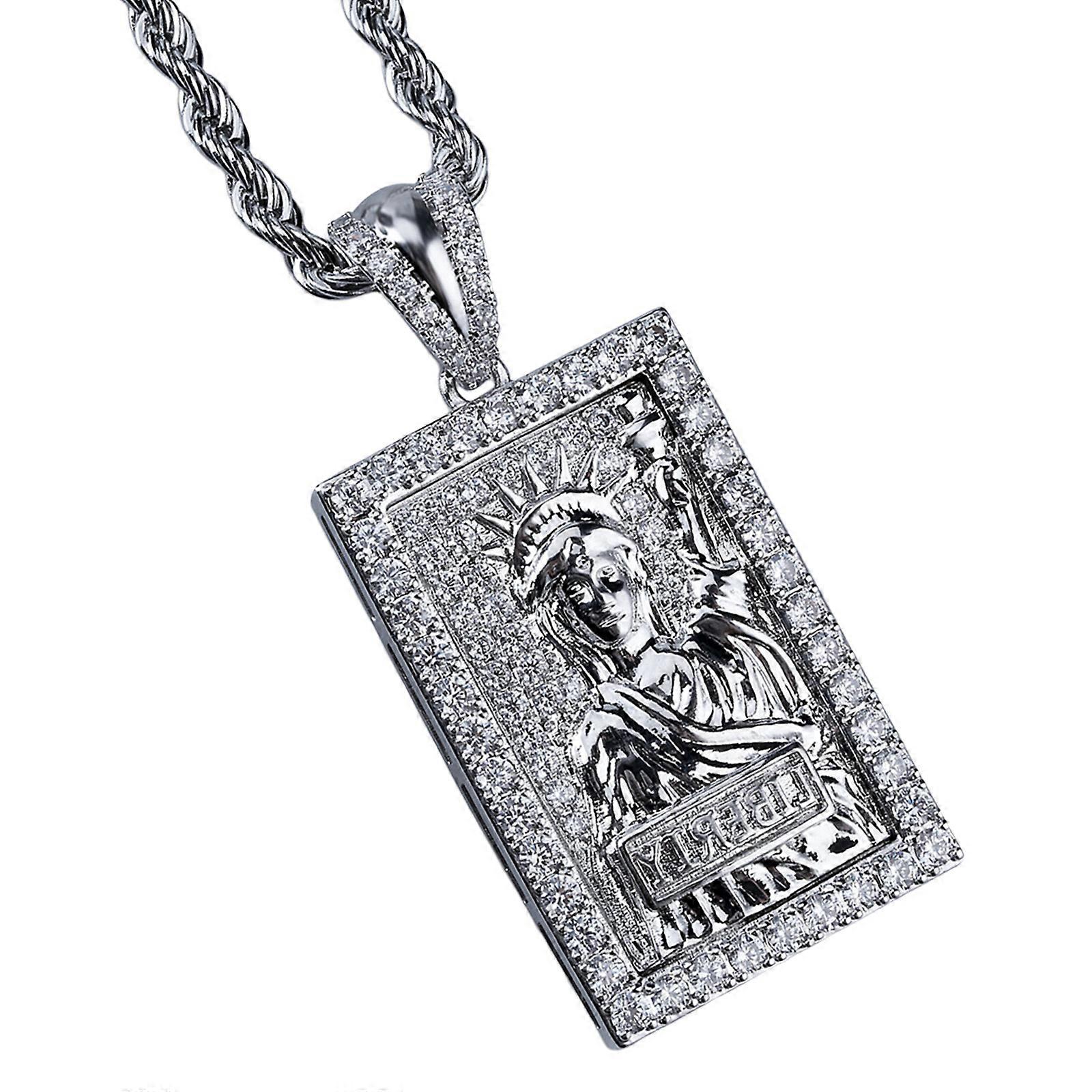 Square Charm Necklace Handcraft With Cubic Zirconia Stones Gold Silver Color Multicolor