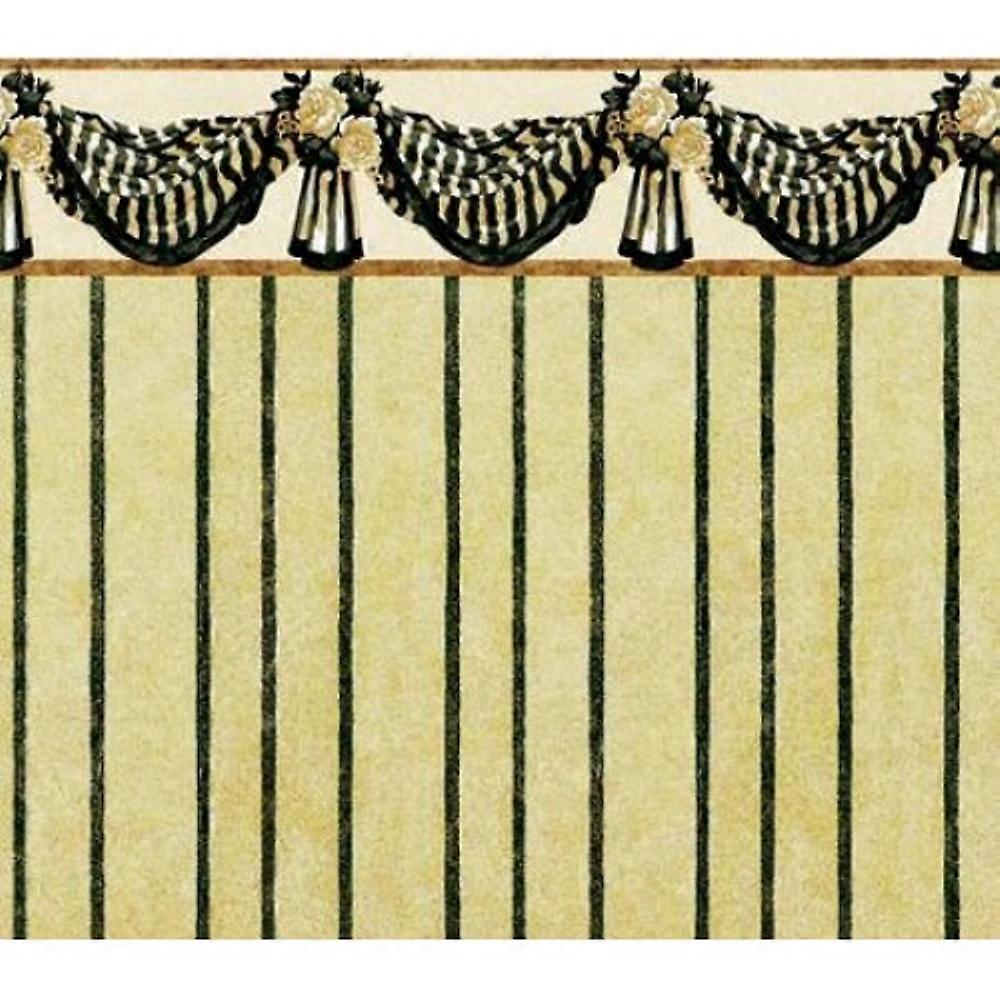 Dolls House Benjamin Swag Green Miniature Print 1:12 Scale Wallpaper 3 Sheets