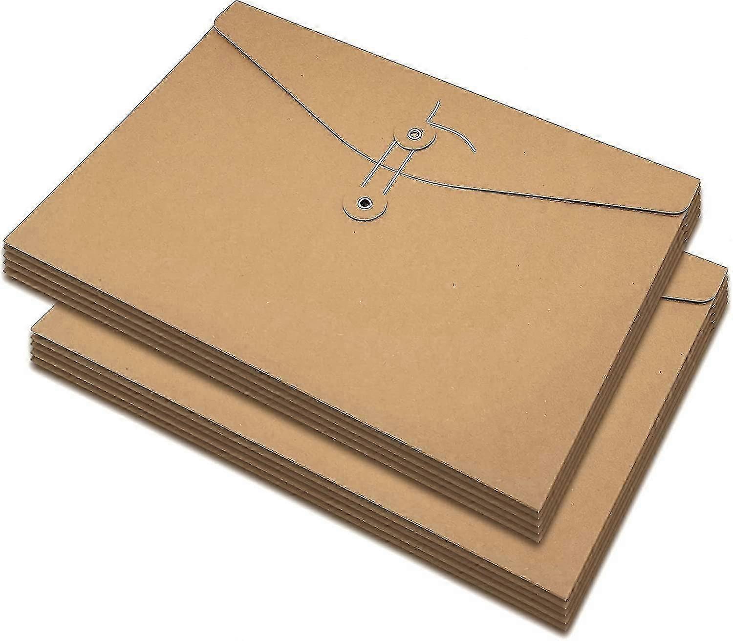 10 Pcs A4 Kraft String Envelope File Folders Organizer For Projects | Contracts | Bills | Meeting Documents Pockets Office Supplies (horizontal Versio