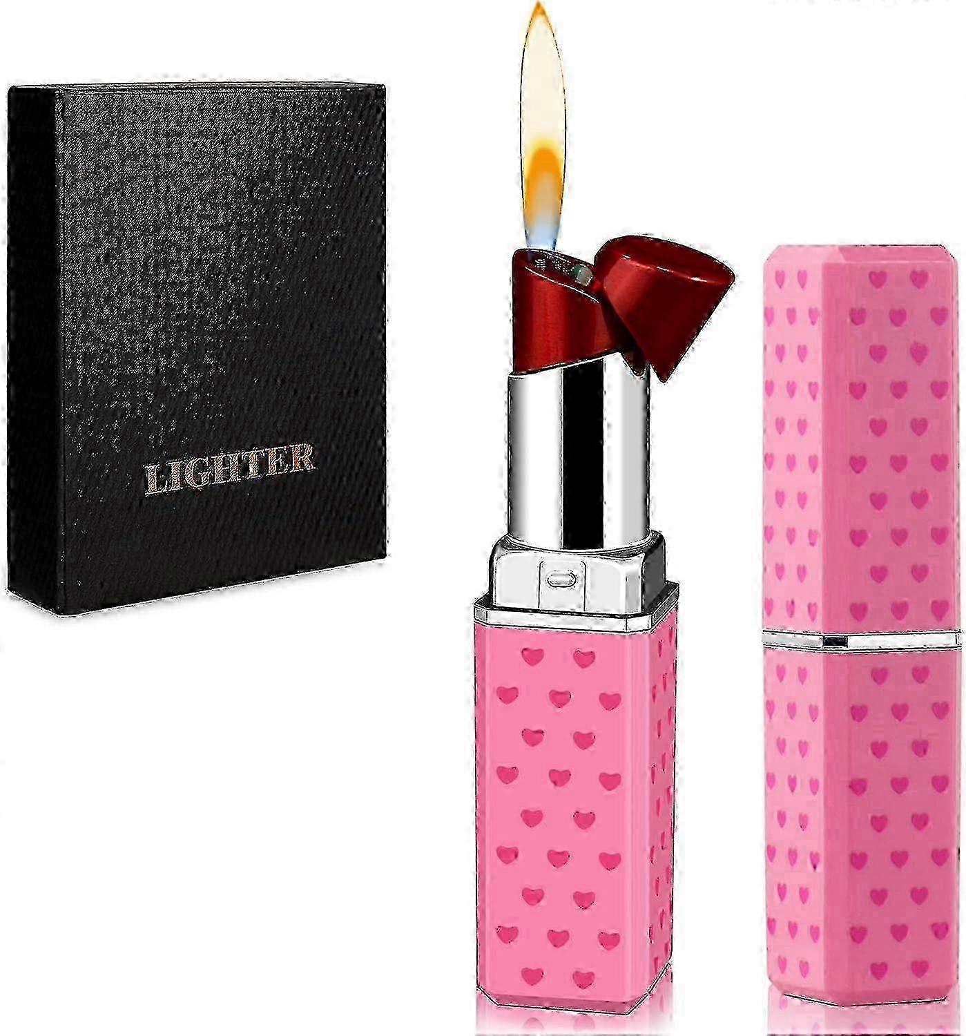 Cute Lipstick Lighter, Soft Flame Refillable Butane Lighter, Novelty Adjustable Open Flame Lighter, Nice Gift for Girls,Women,Girlfriend on Birthday 2