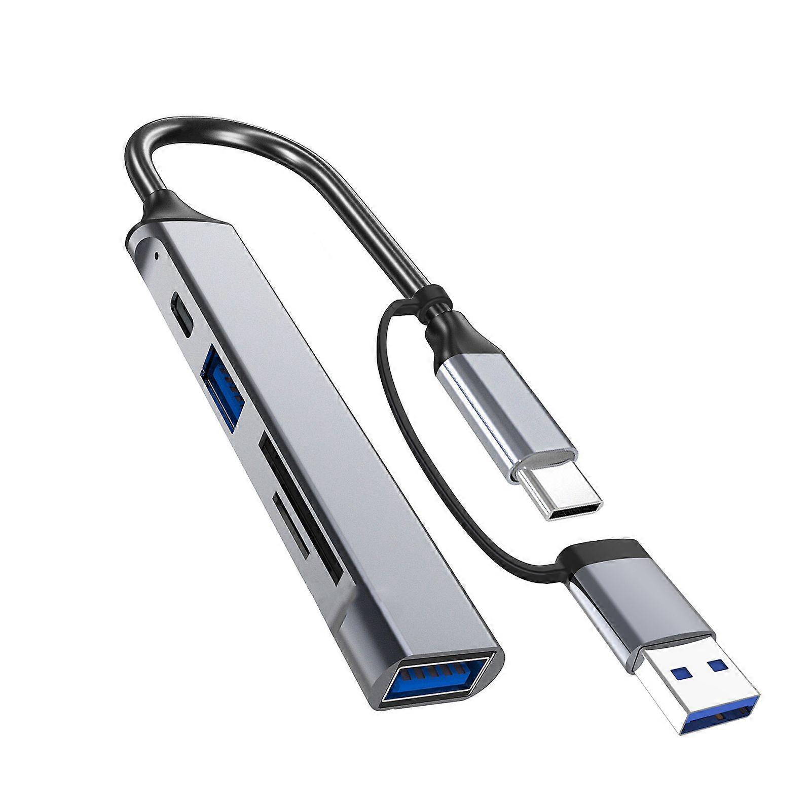 USB C Uzatma Kablosu USB Bölücü USB C / USB Erkek 1xUSB2.0 1xUSB3.0 1xUSB C Kart Okuyucu Telefon Gri için USB Ayırıcı Kablo