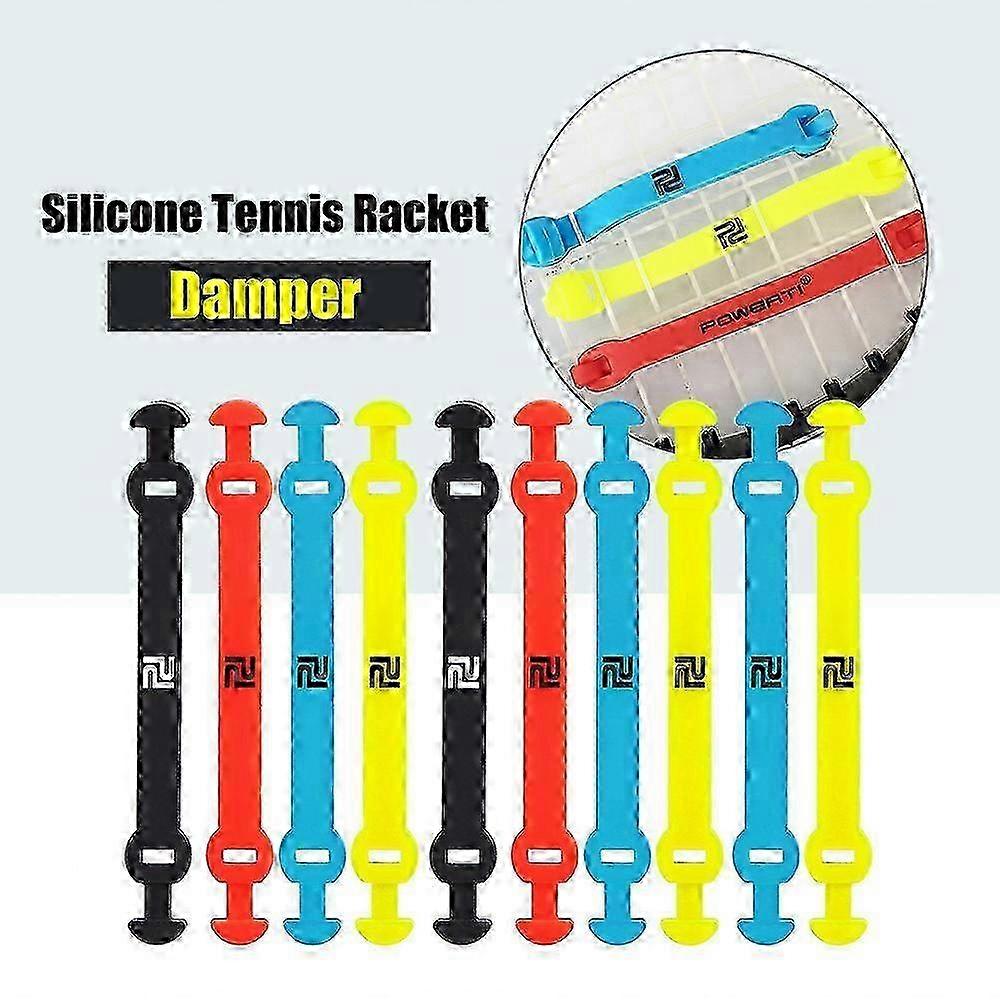 m 10Pcs Elastic Tennis Racket Damper Silicone Straps Tennis Racket Vibration Absorbing Shock Reducing Strips