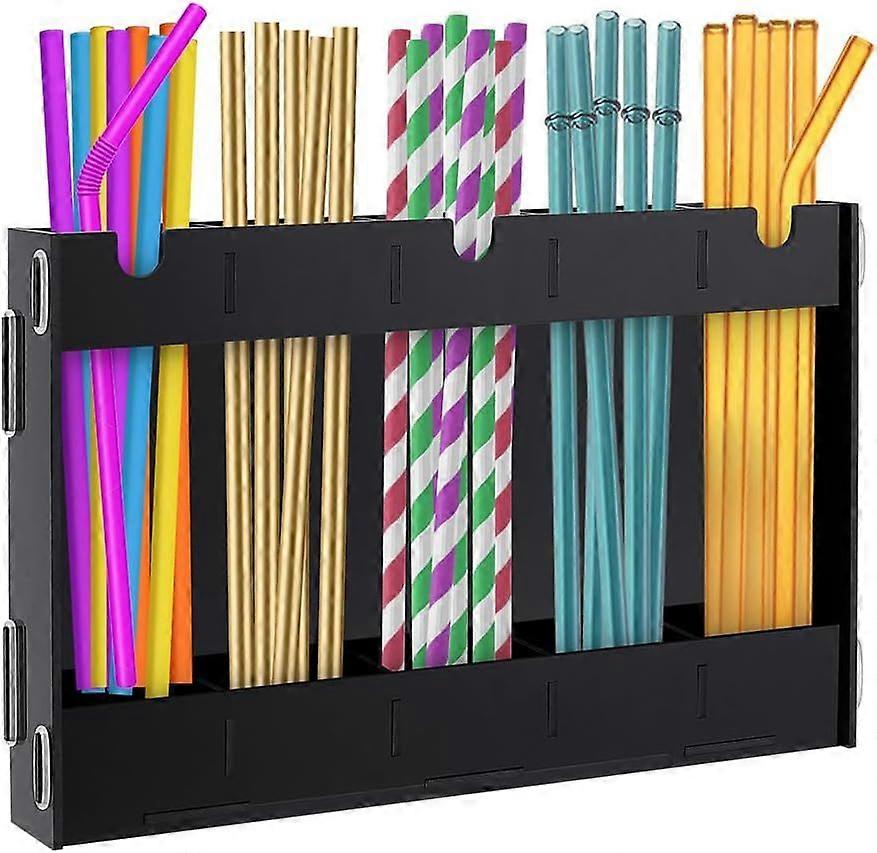 Acrylic Straw Holder with Double Sided Adhesive Tape Reusable Tumbler Straw Organizer Storage Container for Counter Cabinet Cupboard Kitchen(Transpare